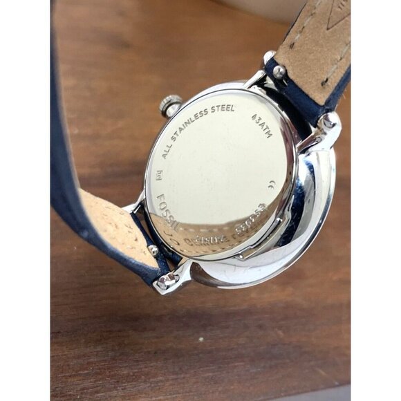 Fossil Women's Watch ES3935 Jacqueline Quartz White Dial Blue Leather Band 27mm - Picture 6 of 13